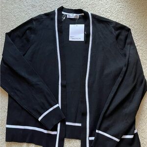 89th & Madison Black Sweater with White Trim